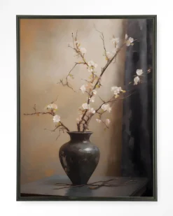 Urban Cotton Wandkleden|Wandkleed Light Blossom Vase in maat en frame naar keuze