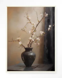 Urban Cotton Wandkleden|Wandkleed Light Blossom Vase in maat en frame naar keuze