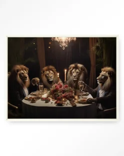 Urban Cotton Wandkleden|Wandkleed Lions Dinner in maat en frame naar keuze
