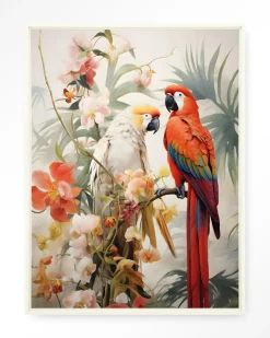 Urban Cotton Wandkleden|Wandkleed Lovebirds in maat en frame naar keuze