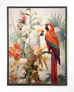 Urban Cotton Wandkleden|Wandkleed Lovebirds in maat en frame naar keuze