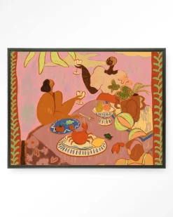 Urban Cotton Wandkleden|Wandkleed Lunch With The Ladies in maat en frame naar keuze