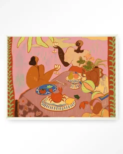 Urban Cotton Wandkleden|Wandkleed Lunch With The Ladies in maat en frame naar keuze