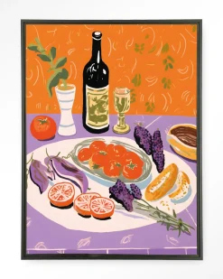 Urban Cotton Wandkleden|Wandkleed Mediterranean Table in maat en frame naar keuze