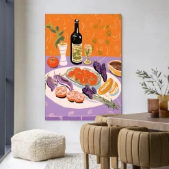 Urban Cotton Wandkleden|Wandkleed Mediterranean Table in maat en frame naar keuze