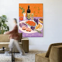 Urban Cotton Wandkleden|Wandkleed Mediterranean Table in maat en frame naar keuze