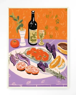 Urban Cotton Wandkleden|Wandkleed Mediterranean Table in maat en frame naar keuze