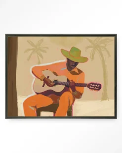 Urban Cotton Wandkleden|Wandkleed Musician 2 in maat en frame naar keuze