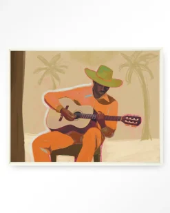 Urban Cotton Wandkleden|Wandkleed Musician 2 in maat en frame naar keuze