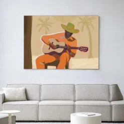 Urban Cotton Wandkleden|Wandkleed Musician 2 in maat en frame naar keuze