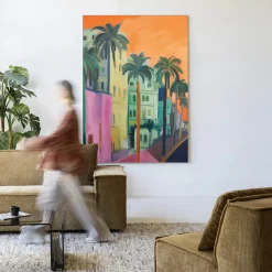 Urban Cotton Wandkleden|Wandkleed Palm Street in maat en frame naar keuze