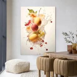 Urban Cotton Wandkleden|Wandkleed Peachy Fruit Explosion in maat en frame naar keuze
