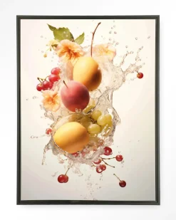 Urban Cotton Wandkleden|Wandkleed Peachy Fruit Explosion in maat en frame naar keuze