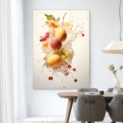 Urban Cotton Wandkleden|Wandkleed Peachy Fruit Explosion in maat en frame naar keuze