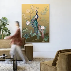 Urban Cotton Wandkleden|Wandkleed Peacock in maat en frame naar keuze