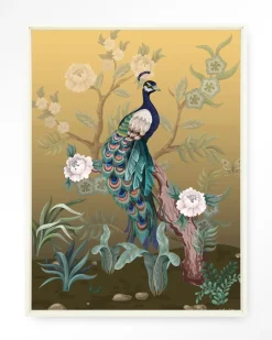 Urban Cotton Wandkleden|Wandkleed Peacock in maat en frame naar keuze