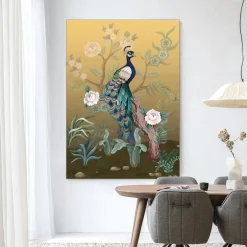 Urban Cotton Wandkleden|Wandkleed Peacock in maat en frame naar keuze