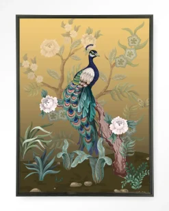 Urban Cotton Wandkleden|Wandkleed Peacock in maat en frame naar keuze