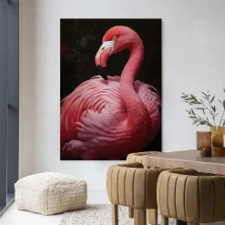 Urban Cotton Wandkleden|Wandkleed Pink Flamingo in maat en frame naar keuze