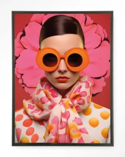 Urban Cotton Wandkleden|Wandkleed Pink Flower in maat en frame naar keuze