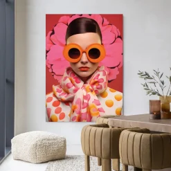 Urban Cotton Wandkleden|Wandkleed Pink Flower in maat en frame naar keuze