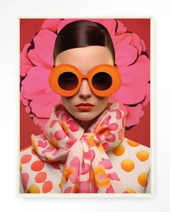 Urban Cotton Wandkleden|Wandkleed Pink Flower in maat en frame naar keuze