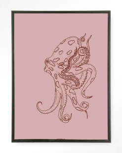 Urban Cotton Wandkleden|Wandkleed Polypus in maat en frame naar keuze