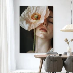 Urban Cotton Wandkleden|Wandkleed Poppy Flower in maat en frame naar keuze