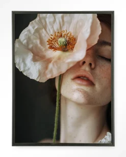 Urban Cotton Wandkleden|Wandkleed Poppy Flower in maat en frame naar keuze