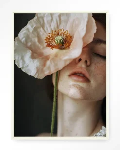 Urban Cotton Wandkleden|Wandkleed Poppy Flower in maat en frame naar keuze