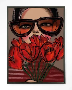 Urban Cotton Wandkleden|Wandkleed Poppy in maat en frame naar keuze