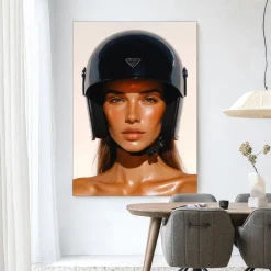 Urban Cotton Wandkleden|Wandkleed Prada Helmet in maat en frame naar keuze