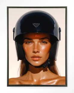 Urban Cotton Wandkleden|Wandkleed Prada Helmet in maat en frame naar keuze