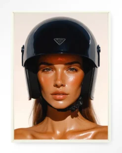 Urban Cotton Wandkleden|Wandkleed Prada Helmet in maat en frame naar keuze
