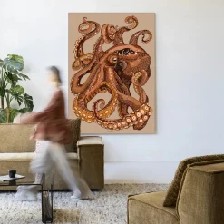 Urban Cotton Wandkleden|Wandkleed Pulpo in maat en frame naar keuze