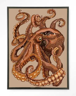 Urban Cotton Wandkleden|Wandkleed Pulpo in maat en frame naar keuze