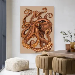 Urban Cotton Wandkleden|Wandkleed Pulpo in maat en frame naar keuze