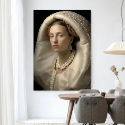 Urban Cotton Wandkleden|Wandkleed Queen Of Pearls in maat en frame naar keuze