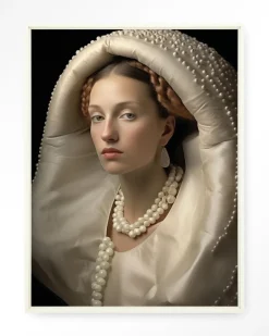 Urban Cotton Wandkleden|Wandkleed Queen Of Pearls in maat en frame naar keuze