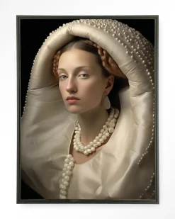 Urban Cotton Wandkleden|Wandkleed Queen Of Pearls in maat en frame naar keuze