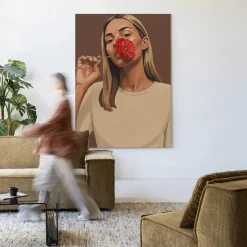 Urban Cotton Wandkleden|Wandkleed Red Poppy Girl in maat en frame naar keuze