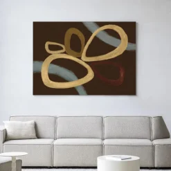 Urban Cotton Wandkleden|Wandkleed Ring Of Abstraction Brown in maat en frame naar keuze