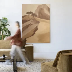 Urban Cotton Wandkleden|Wandkleed Rocky Palm in maat en frame naar keuze