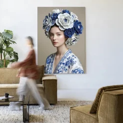 Urban Cotton Wandkleden|Wandkleed Royal Blue in maat en frame naar keuze