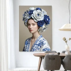 Urban Cotton Wandkleden|Wandkleed Royal Blue in maat en frame naar keuze