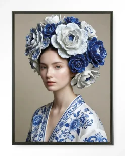 Urban Cotton Wandkleden|Wandkleed Royal Blue in maat en frame naar keuze