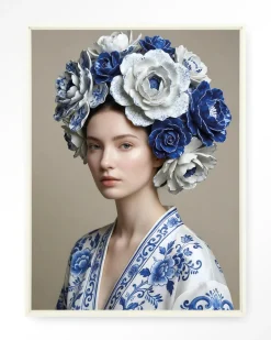 Urban Cotton Wandkleden|Wandkleed Royal Blue in maat en frame naar keuze