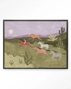 Urban Cotton Wandkleden|Wandkleed Running Horses in maat en frame naar keuze