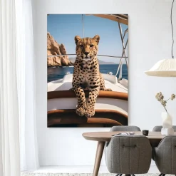 Urban Cotton Wandkleden|Wandkleed Sailboat Cheetah in maat en frame naar keuze