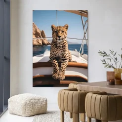 Urban Cotton Wandkleden|Wandkleed Sailboat Cheetah in maat en frame naar keuze